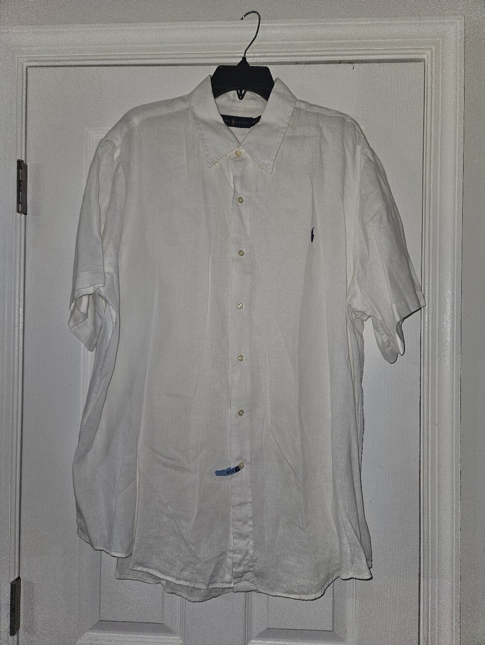 Ralph Lauren White Short-Sleeve Linen Button-Down Shirt Great Condition